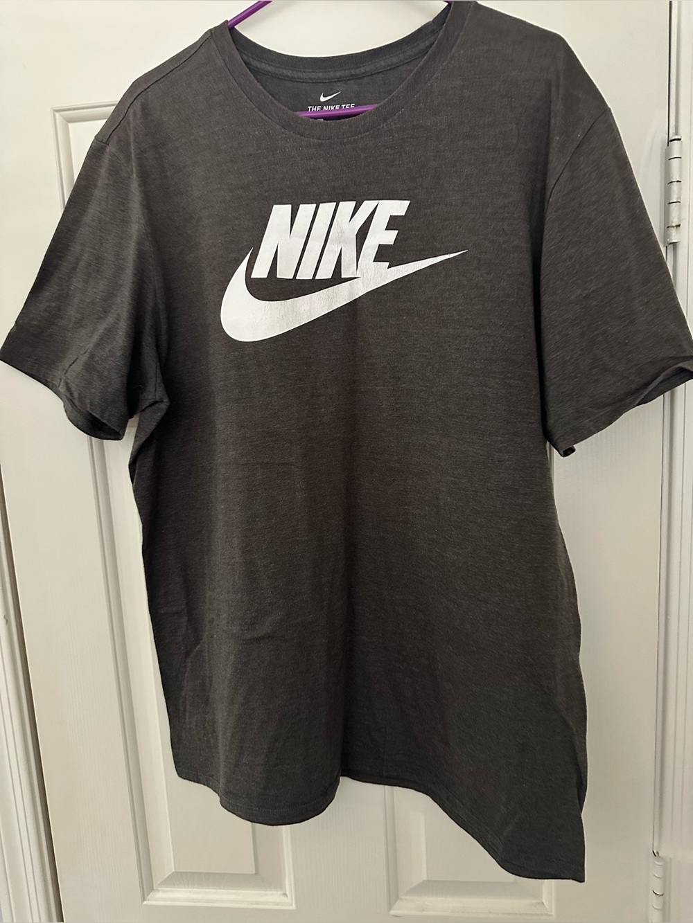 Nike Men's Charcoal Short Sleeve Tee with White Logo